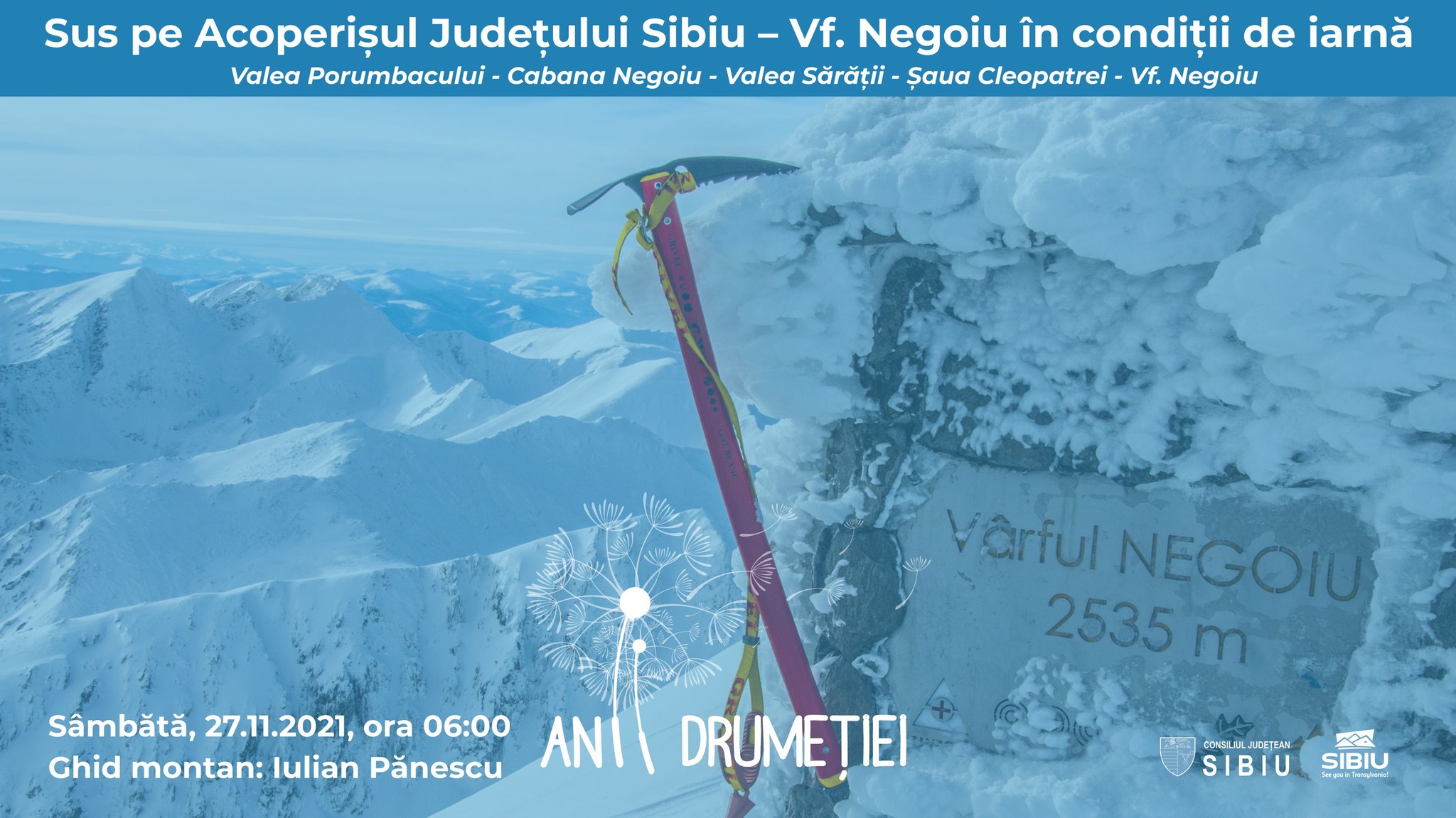Sus pe Acoperișul Județului Sibiu – Vf. Negoiu în condiții de iarnă