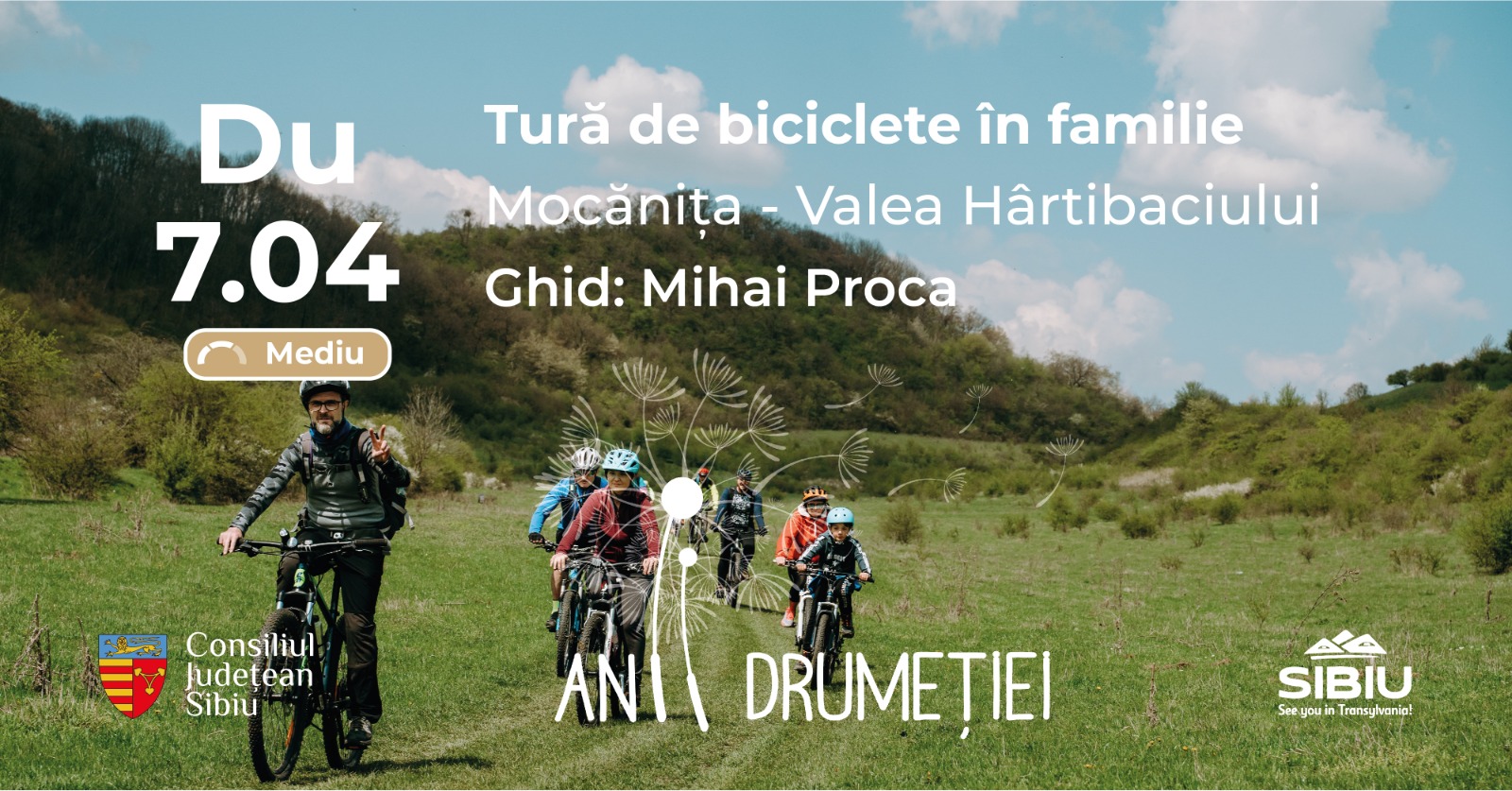 Tură de biciclete în familie pe traseul Mocănița - Valea Hârtibaciului