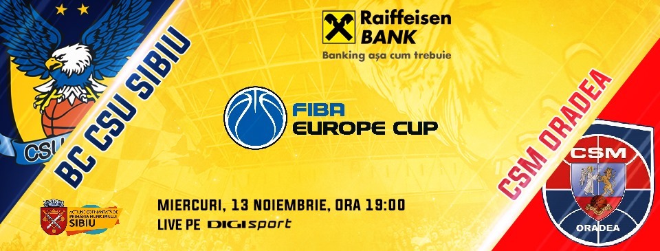 FIBA Europe Cup: BC CSU Sibiu-CSM Oradea