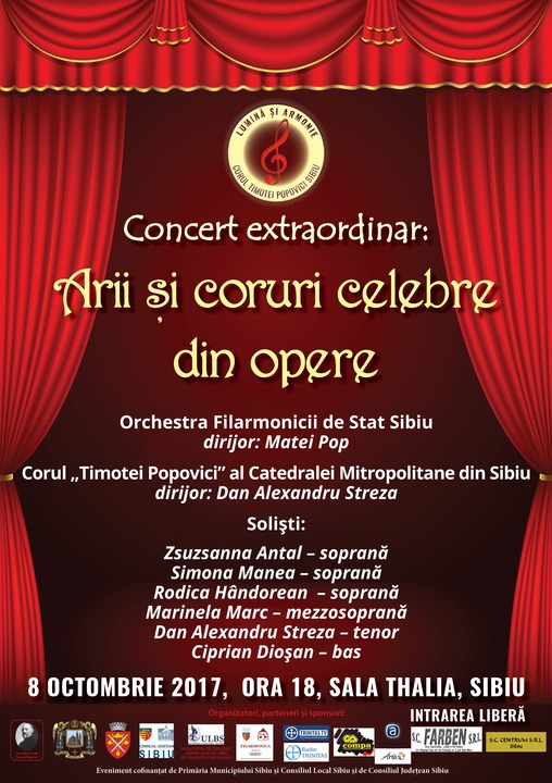 Concert extraordinar: „Arii și coruri celebre din opere”