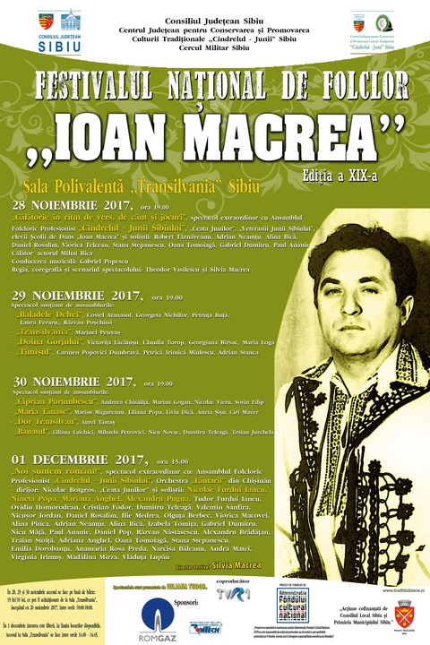 Spectacole folclorice ale ansamblurilor profesioniste la Festivalul „Ioan Macrea” 2017