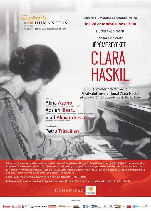 Lansare de carte „Clara Haskil” de Jerome Spycket la Sibiu