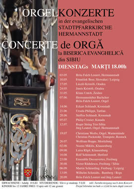 Concerte de orgă la Biserica Evanghelică