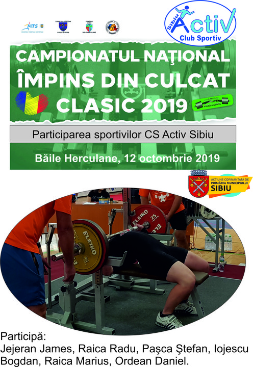 Participarea sportivilor CS Activ Sibiu la Campionatul Naţional de Powerlifting, împins din culcat
