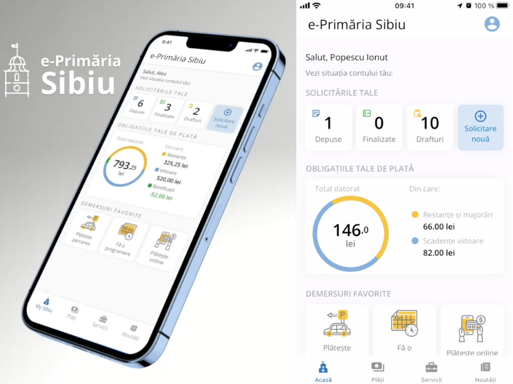 Aplicația mobilă e-Primăria Sibiu:  comunicare cu Primăria Sibiu pentru cei mereu în mișcare 