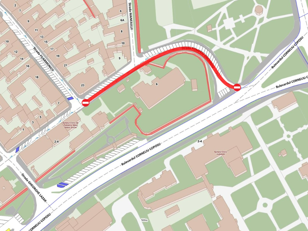 Restricții în trafic pe strada Pompeiu Onofreiu, luni, 27 februarie   
